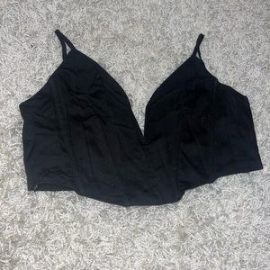 White fox black corset top